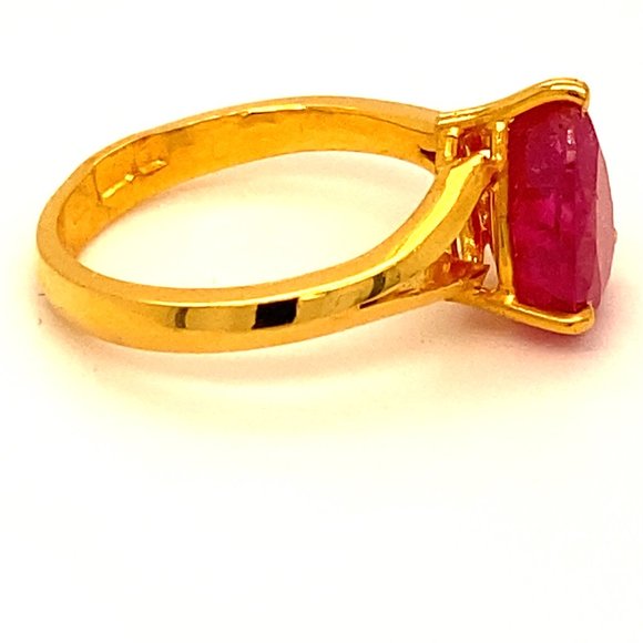 Burmese Ruby 3.38ct Solid 22K Yellow Gold Ring - Picture 4 of 8
